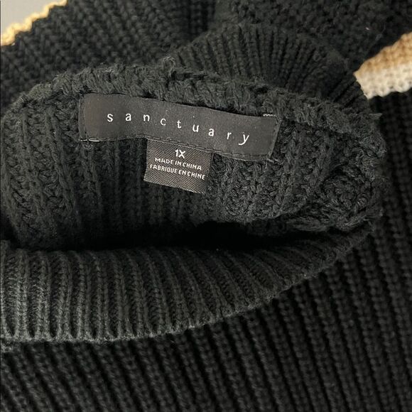 New Sanctuary Colorblock Knit Sweater - Black and Tan Size 1X - Picture 4 of 9